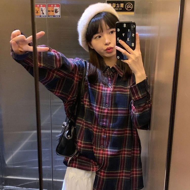 ファッション 起毛 おしゃれ チェック シャツ レディース アウター ゆったり 高級 トップス 長袖 シャツ アウター579