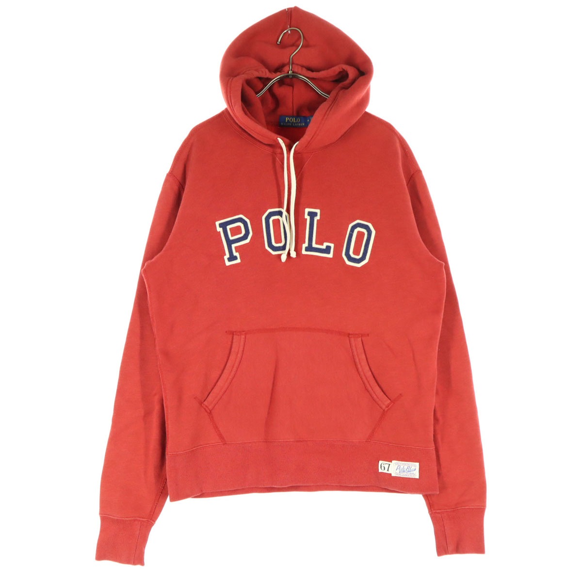 刺繍 長袖 スウェットパーカー M レッド メンズ 古着