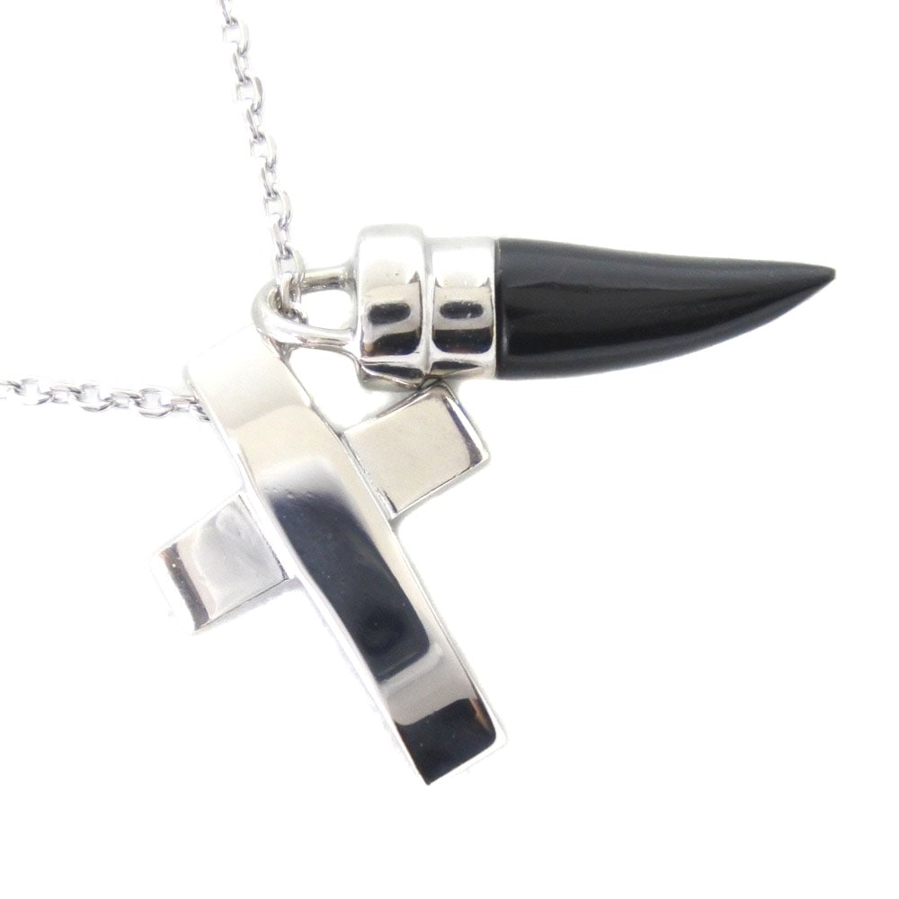 クロス ネックレス K10ホワイトゴールド 約3.7g ユニセックス 中古品 SAランク