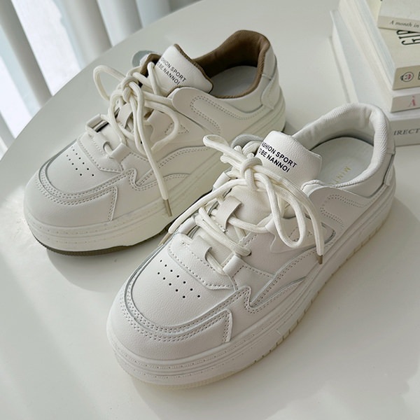 スニーカー ローカット 厚底 ウェッジソール フラット レディース 白 ベージュ 靴紐 靴 7,462円