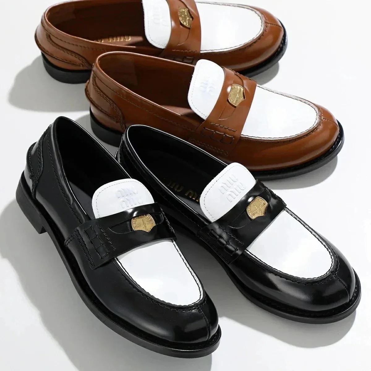 MIUMIU ミュウミュウ ペニーローファー 5D773D AZE レディース レザー ロゴ コイン シューズ 靴 カラー2色 【ts】