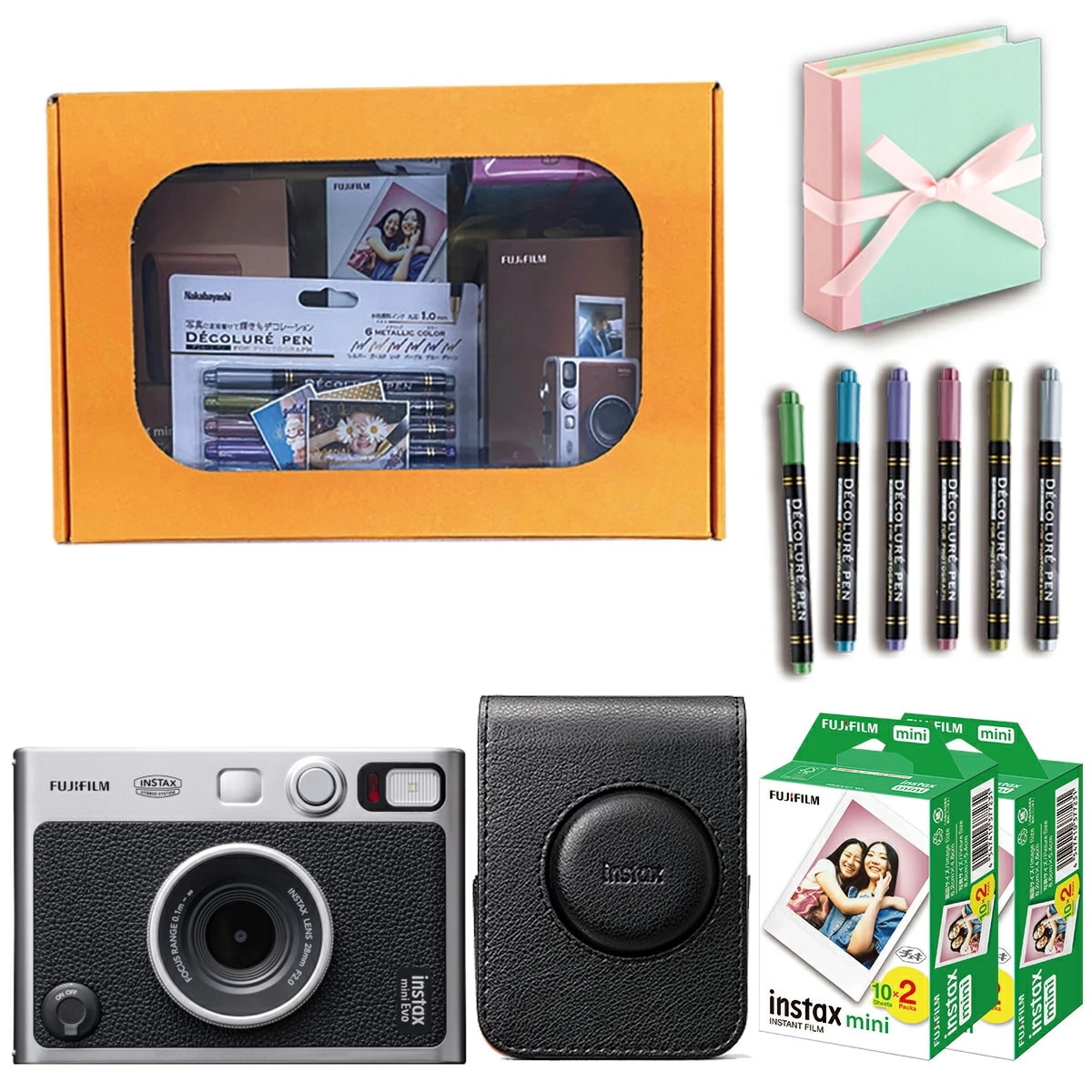 【ギフト チェキB】富士フィルム（フジフィルム）ハイブリッドインスタントカメラ　チェキEvo C ブラック instax mini Evo C BK カメラケース付き ギフトBOXセット