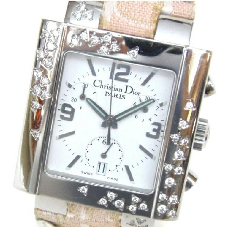 Christian Dior 腕時計 ｸｵｰﾂ ﾘｳﾞｧ ｸﾛﾉｸﾞﾗﾌ D81-101 EX3486 白盤 【中古】(59098)