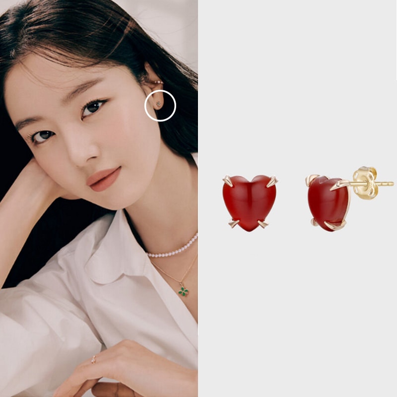 [ハンソンファ着用] 14K アンミラブハートピアス_JAAEYG442 韓国女性アクセサリー 韓国ファッションジュエリー 韓国アイドルピアス