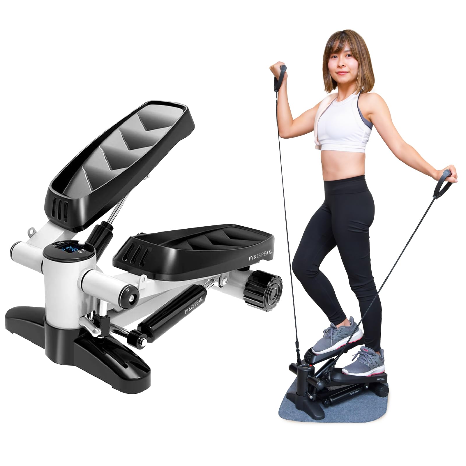 ステッパー 健康ステッパー エクササイズバンド & 静音マット 付き 男女兼用 自宅 トレーニング 有酸素運動 健康器具 フィットネスマシン ウォーキングマシン 足踏みステッパー 39248