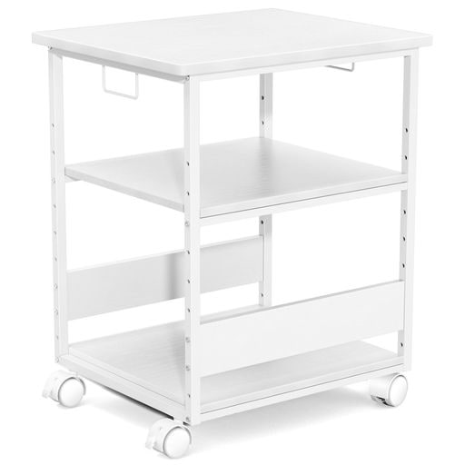 MIYOKI プリンター台 プリンタラック キャスター付き 幅60 奥行50CM 高さ70CM 総耐荷重90KG A3 A4対応 コピー機台 サイド デスク ワゴン デスク下 収納棚 事務用品収納 物