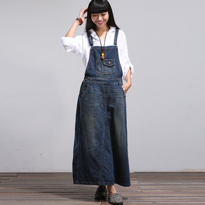 サロペットスカート デニム ロング フロントボタン ワンピース ロング丈 オールインワン レディース 2022