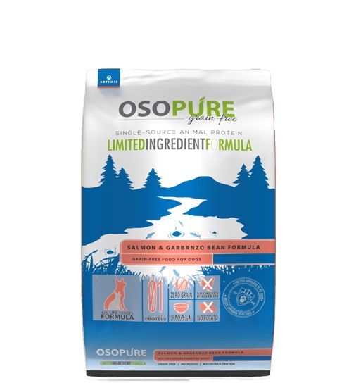 【賞味期限2025年2月28日】オソピュアグレインフリー サーモン＆ガルバンゾー アーテミス ドライフード 9.9kg おやつのプレゼント付き【ドッグフード】【正規品】