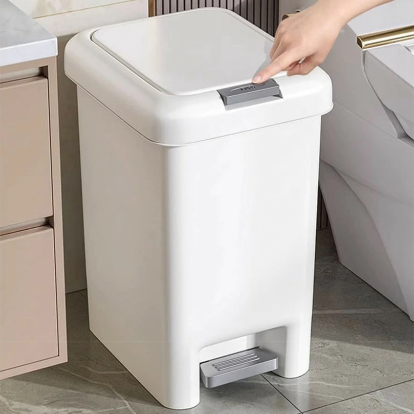 クーポン ゴミ箱 角型 12Lダストボックス ペダル かわいい プラスチック洗面所用 リビング おしゃれ 分別 臭い漏れ防止 洗面所 台所 リビング ごみ箱 足踏み ダストボックス シンプル ごみ箱