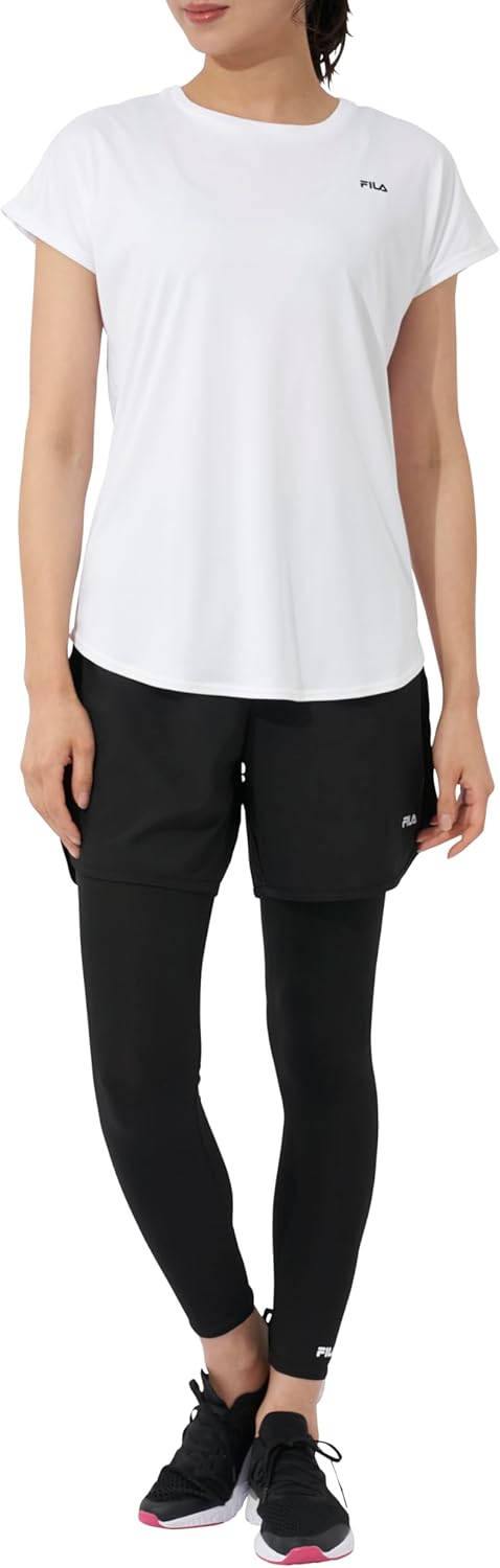 FILA 水陸両用フィットネスウェア 水着 3点セット 半袖Tシャツ+ショートパンツ+レギンス 312615 レディース