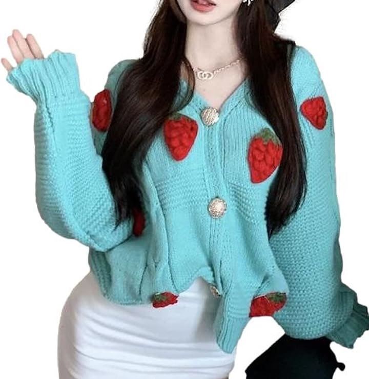 Qoo10] ニブンノイチスタイル カーディガン イチゴ 柄 羽織 モチーフ