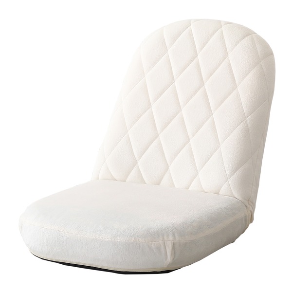 ダイヤモンド 座椅子 約幅49cm ホワイト 日本製 スチールパイプ 14段階リクライニング 大人かわいい 完成品 リビング ダイニング