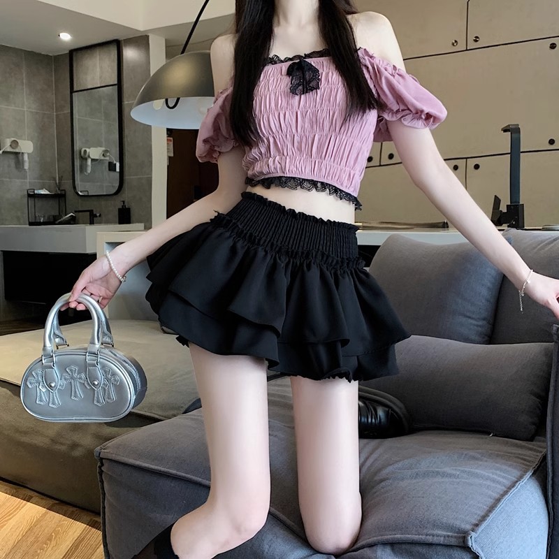 【1つ買うと10つ無料】ショートスカートホワイトバレエスカートスカート女性スプリングスプリュースモールパーソンハイウエストスリムなスパイシーケーキ