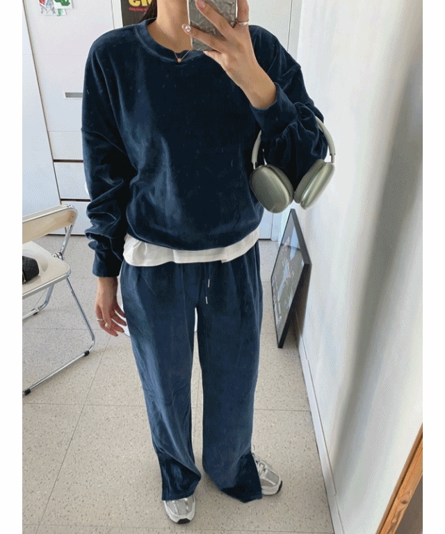 [クアンクおすすめ] ベルロア ベルベット 冬 トレーニングセット トレーナー パンツ 4color ブラック ブラウン ネイビー グレー マーシールック クアンク キャンプルック