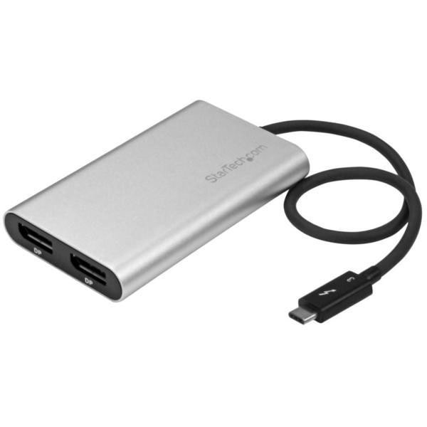 StarTech TB32DP2T シルバー [Thunderbolt 3 - 2ポートDisplayPort変換アダプタ 4K/60Hz Mac/Windows対応] メーカー直送