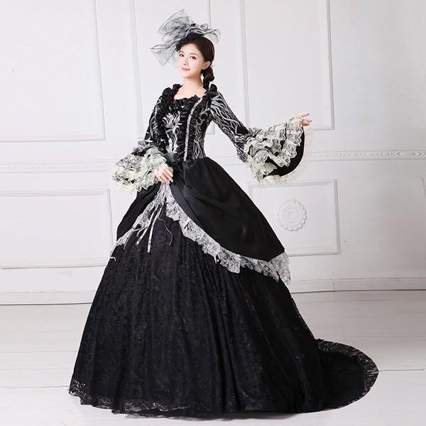【一部分3日内出荷】ブラックドレス オペラ声楽 中世貴族風豪華お姫様ドレス ウェディングドレス カラードレス 舞台服 ステージ衣装 プリンセスライン 演劇 ドレス 12,859円
