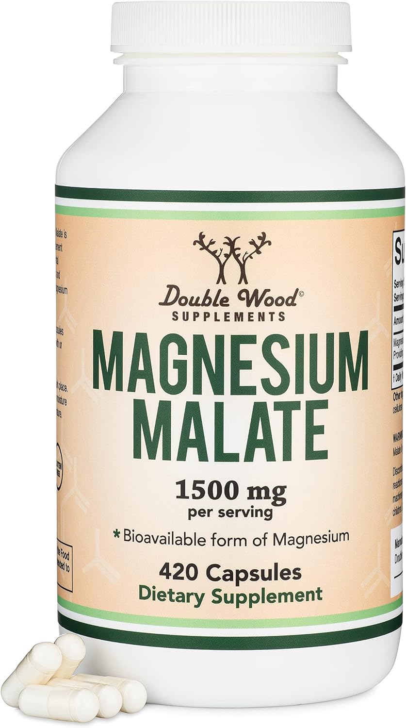 Magnesium Malate Capsules (420 Count) - 1,500mg Per Serving by Double Wood