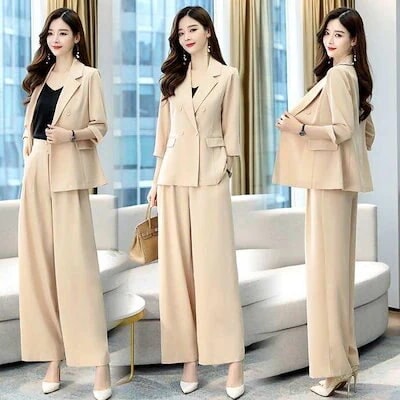 セットアップ パンツスーツ レディース ワイドパンツ 七分袖 2点セット 無地 ジャケット ビジネス フォーマル オフィス 通勤 OL お洒落 上品 通勤 母 春