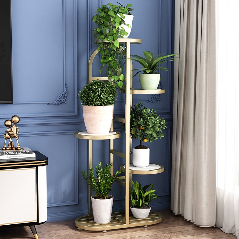 プランタースタンド アイアンフレーム 4段 5段 6段 フラワースタンド フラワー ラック フットパッド 多肉植物 観葉植物 ゴールド ブラック