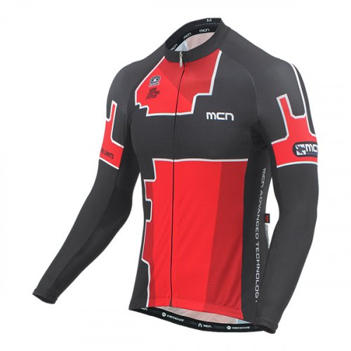 MCNSPORTS テリーレッドロングスリーブジャージーバイク服