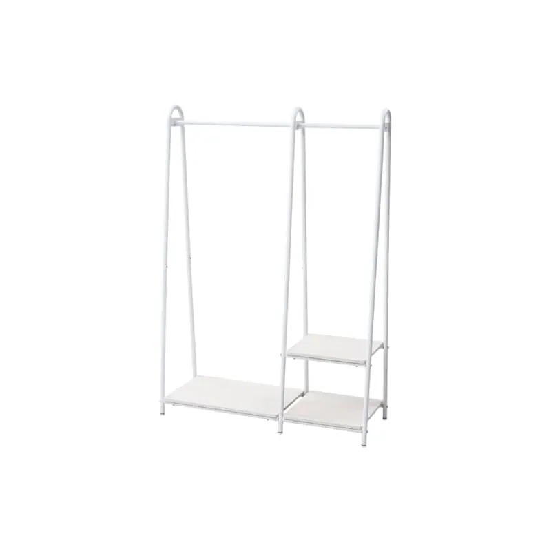 【即納】山善 ハンガーラック 幅106.5奥行39.5高さ151cm A型タイプ 棚板付き 全体耐荷重90kg 見せる収納 組立品 ホワイトウォッシュ/ホワイト ASH-C(WW/WH)