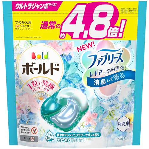 洗濯洗剤 ジェルボール4D フレッシュフラワーサボン 詰め替え 53個 限定