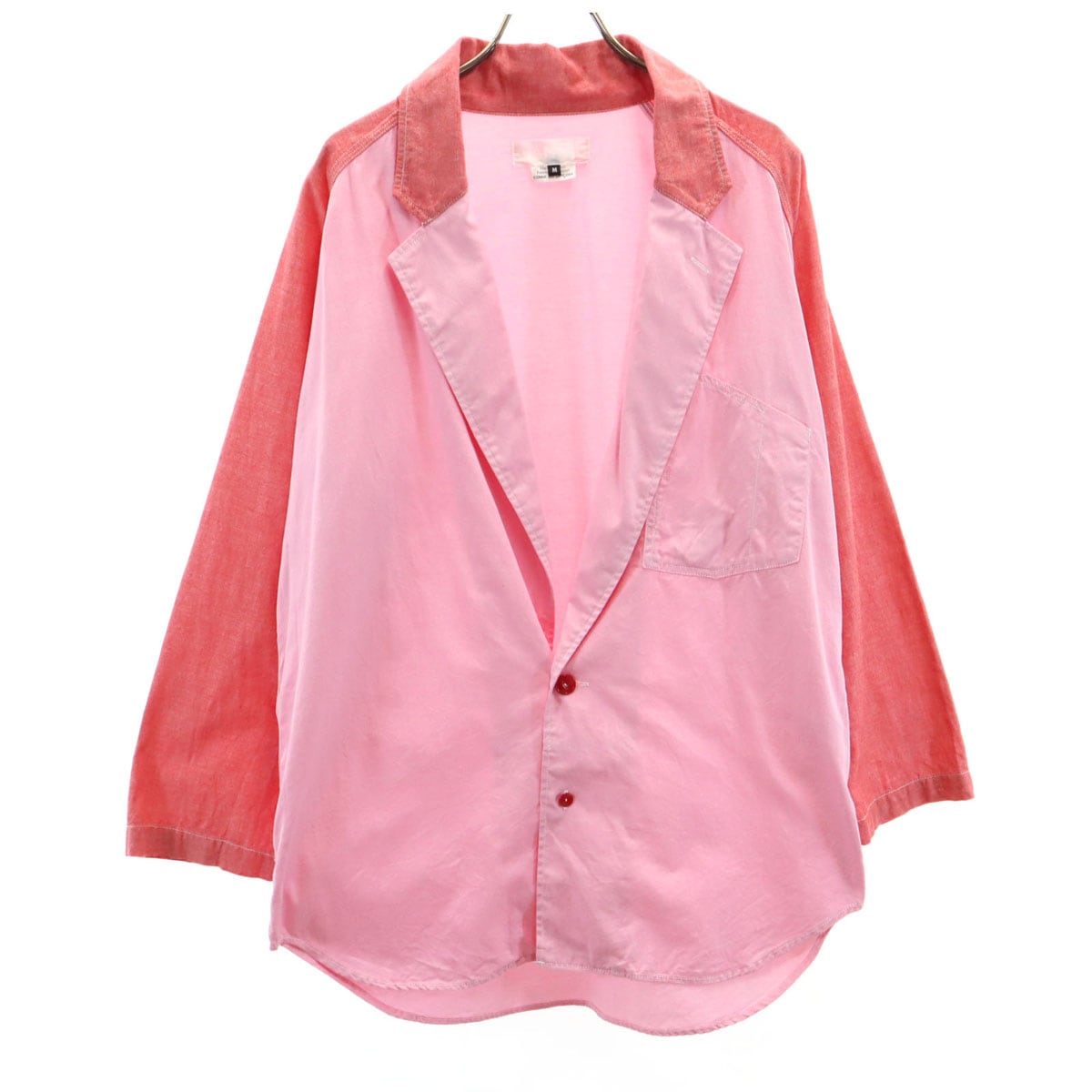 GANRYU COMME des GARCONS ガンリュウコムデギャルソン 2014年 日本製 製品洗い加工 シャツジャケット M ピンク テーラード メンズ 古着