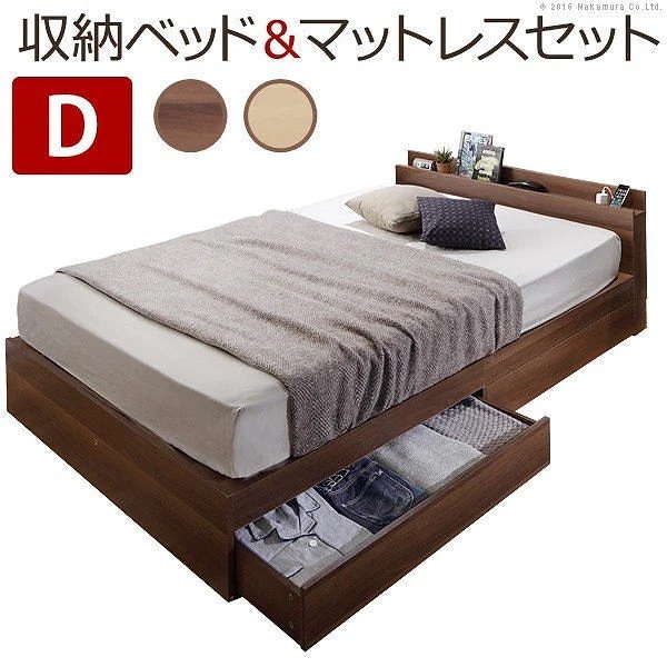 フロアベッド ダブル ベッド下収納 敷布団でも使えるベッド ダブル ポケットコイルスプリング マットレスセット