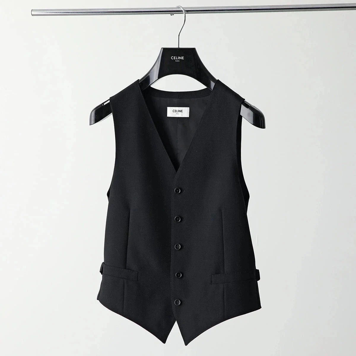 CELINE セリーヌ ベスト RI00L363S.38NO メンズ ウール混紡 Vネック ジレ ノースリーブ クラシックフィット ブラック