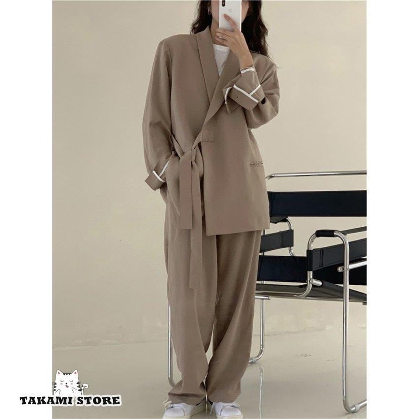 パンツスーツ レディース セットアップ カジュアルスーツ ゆったり オーバーサイズ 大きいサイズ オフィスカジュアル 通勤服 オフィス