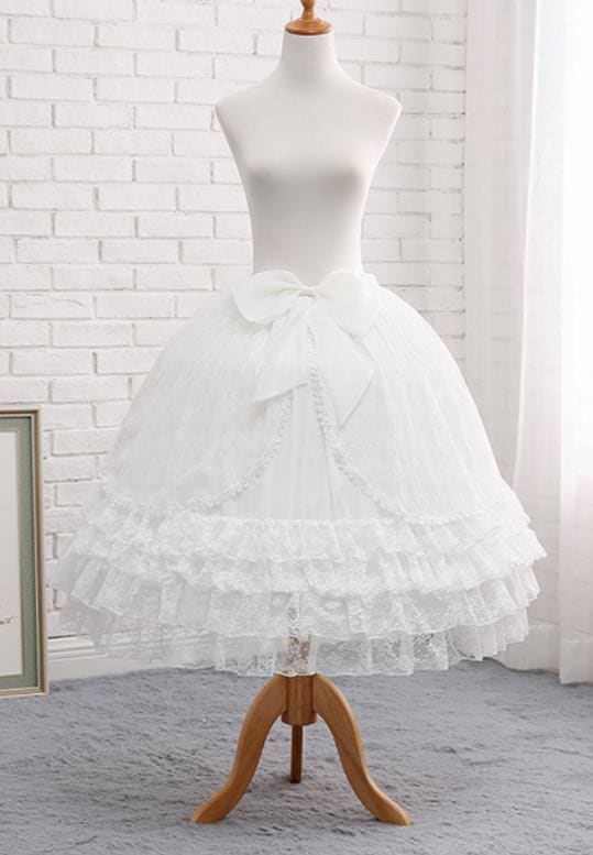 韓国ファッション Lolita系　スカート　パニエ　ロリータ トップス 萌え レディース ゴスロリ ロリータファッション　変装　トップス　無地　ホワイト　ふわふわ　ブラック 78cm