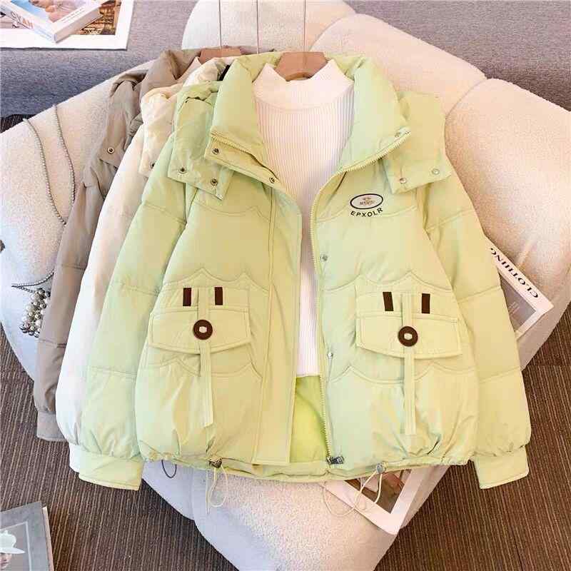 秋服 レディース ファッション オシャレ カワイイ シンプル 大人カワイイ 大きいサイズ ダウン ジャケット フード付き グリーン コットンコート コットン ジャケット