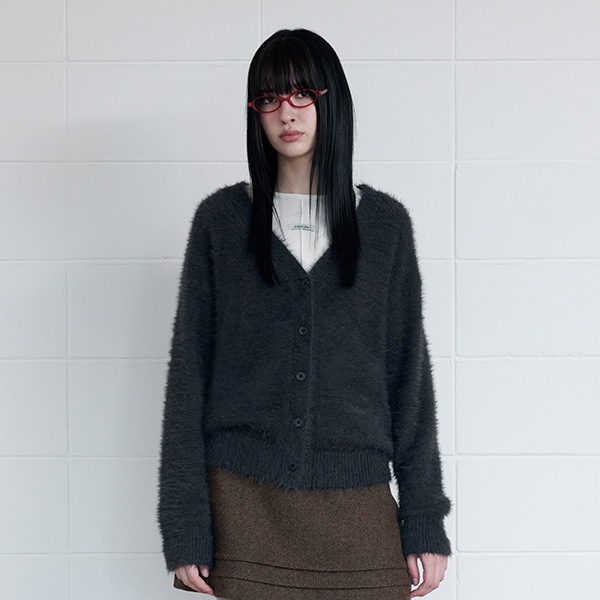 FLUFFY LOOSE FIT CARDIGAN CHARCOAL