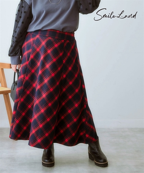 ミニスカート 大きいサイズ Aラインチェックスカート ゆったりヒップ