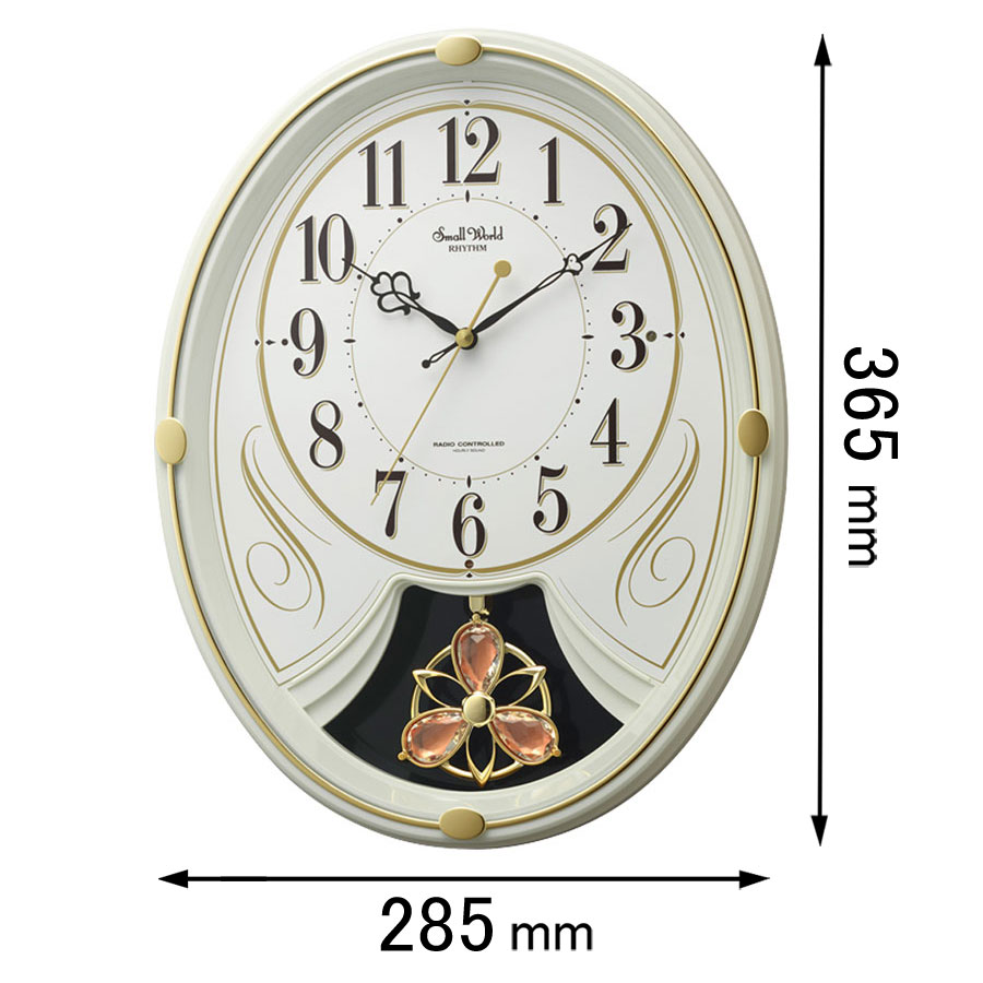 リズム 電波掛け時計 スモールワールドリリィN 4MN554RH10