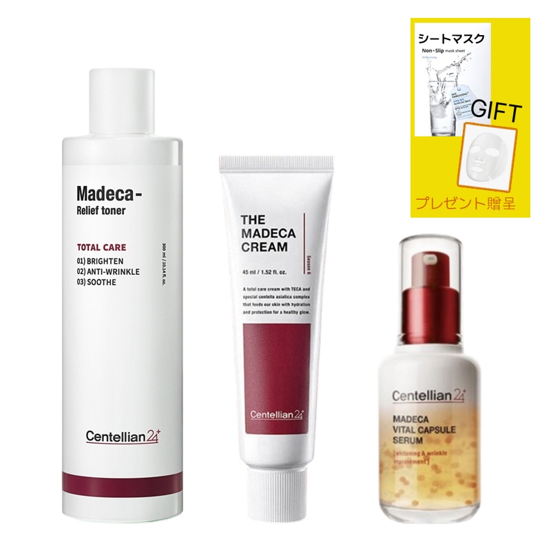 【centella skin care 3set】マデカ リリーフトナー 300ml + ザマデカクリーム シーズン6,50mL+マデカバイタルカプセルセラム,50mL/正規品,ザマデカクリーム