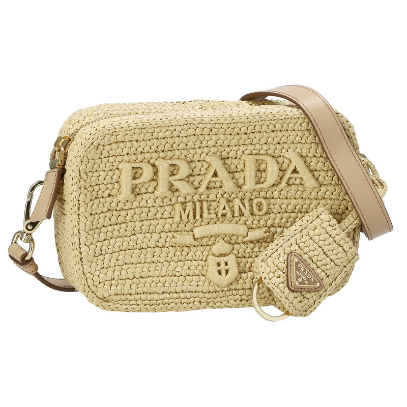 PRADA 1BH196 NATURAL FIBERS OUO/NAT プラダ ショルダーバッグ ストローウィッカー/レザー ベージュ系 324,500円