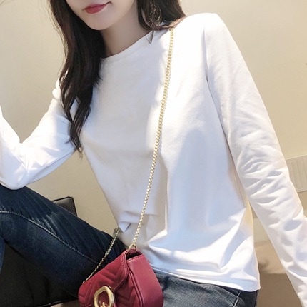 トップス Tシャツ カットソー フーディー 襟なし 長袖 ラウンドネック かわいい 大人可愛い