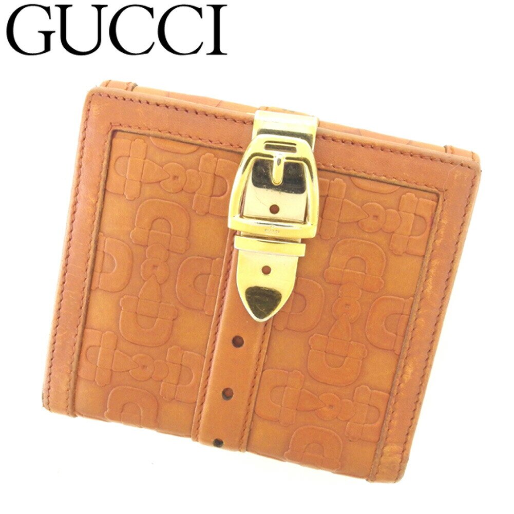 Wホック財布 二つ折り 財布 ホースビット ブラウン 中古