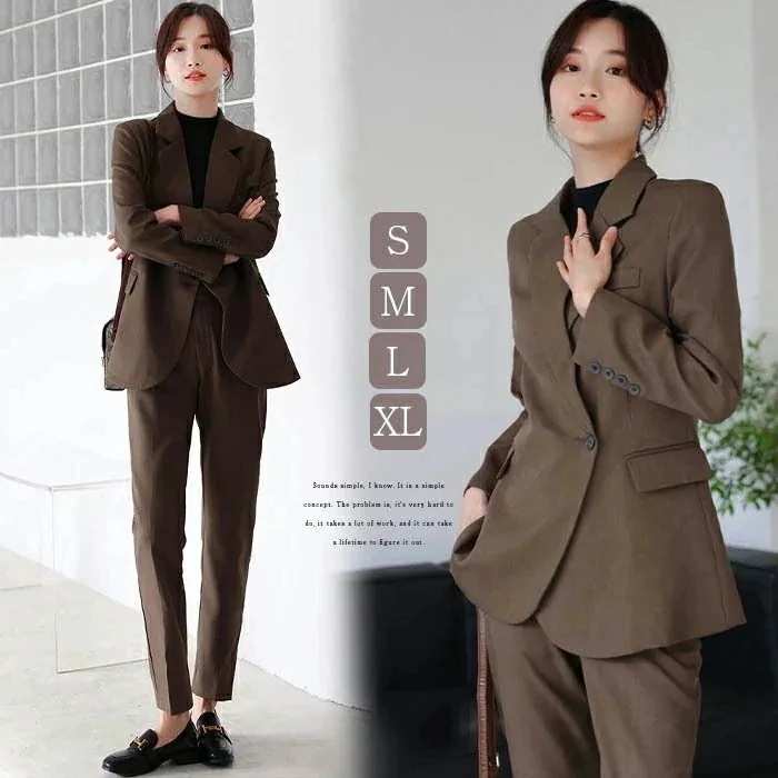 【人気商品】 フォーマルスーツ 通勤スーツ ママ 韓国ファッション ビジネスウェア 2点上下セット気質 高級感 セットアップ 卒業式 スーツセットアップ セットアップ スーツ