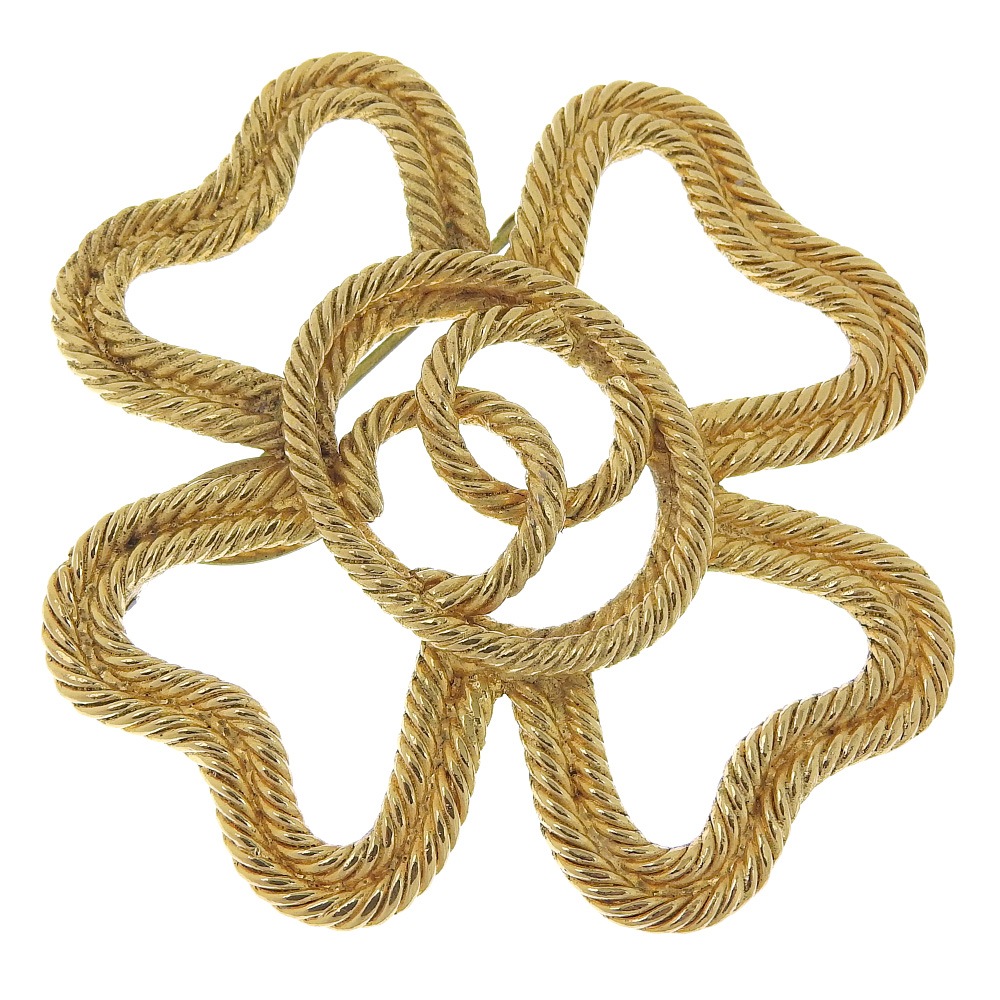 クローバー ココマーク ヴィンテージ ブローチ 金メッキ 28 約16g レディース 中古品