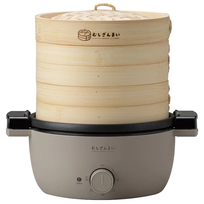 せいろ 蒸し器 18cm 2段 電気せいろ 竹製 蒸し器 蒸し機 スチームクッカー タイマー付き