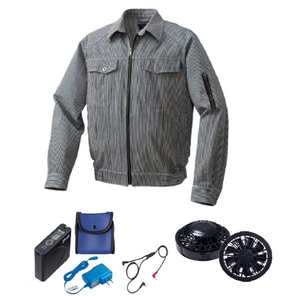 KU91960 空調服 綿/ポリ混紡 デニム調 FAN2200B/LISUPER1 黒x白 L