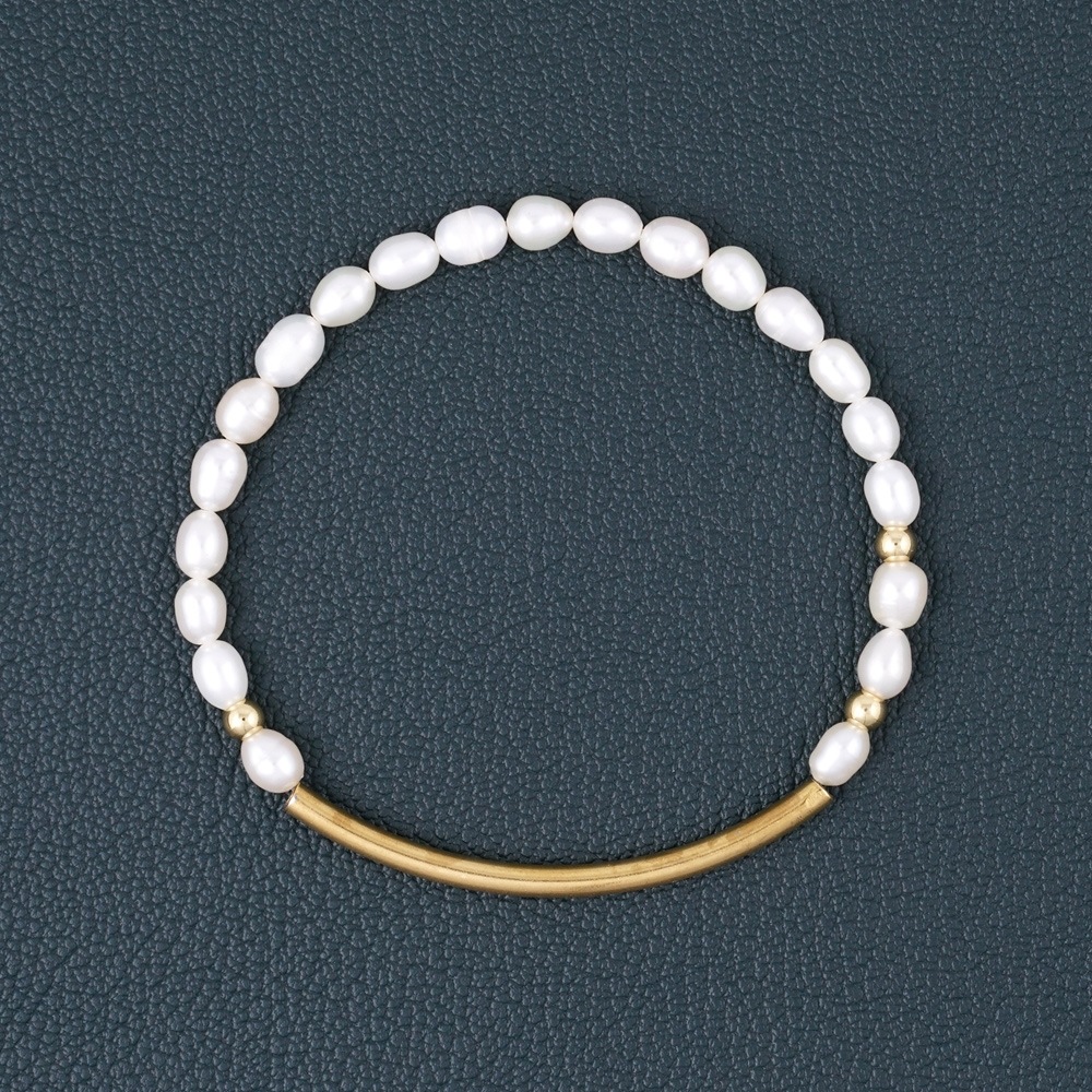 JBANS クラシックゴールドサージカルスチールポイントパールブレスレット (C2301-AC949_IV)