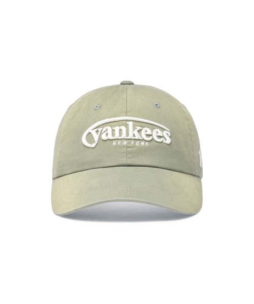 【MLB】 VINTAGE WASHING CURVE LOGO UNSTRUCTURED BALL CAP NY MG.KHAKI キャップ 正規品