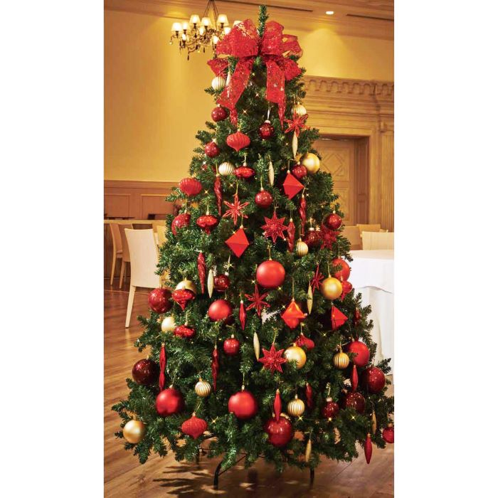 エントリーでポイント5倍！11月4日20:0011月11日1:59ゴージャスクリスマスツリーセット レッド 高さ180cm クリスマスツリー おしゃれ 北欧 イルミネーション ライト 光る