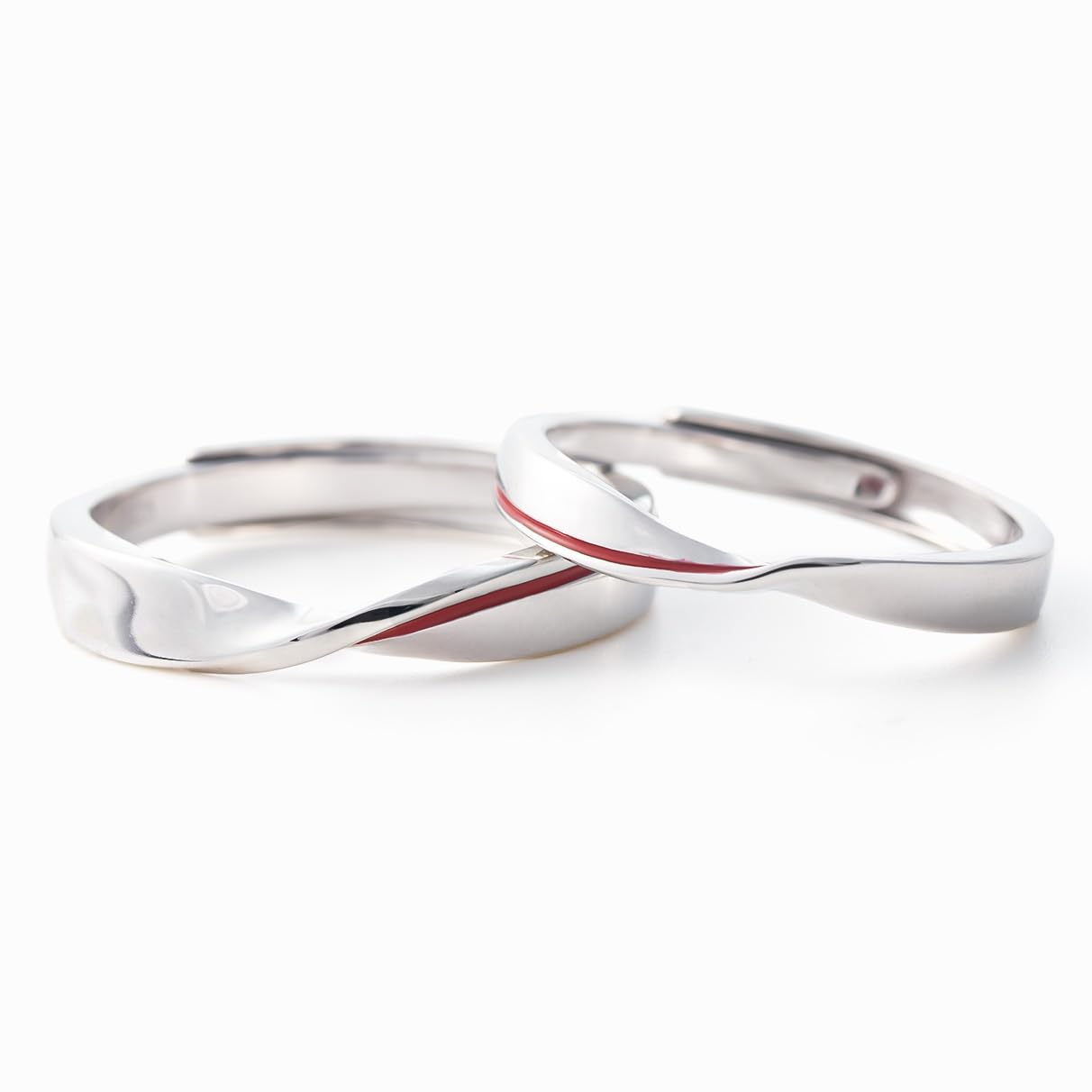 [Nicoiro] ペアリング 運命の赤い糸 フリーサイズ カップル お揃い 指輪 シルバー（S925） 製 (ペアリング)