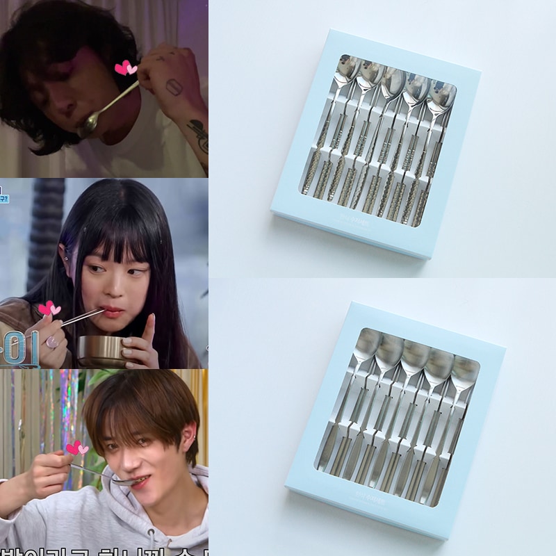 [BTS, NewJeans, TXT, Seventeen使用]特典付き/サンミ 5人 スプーン,箸 セット/韓国人気