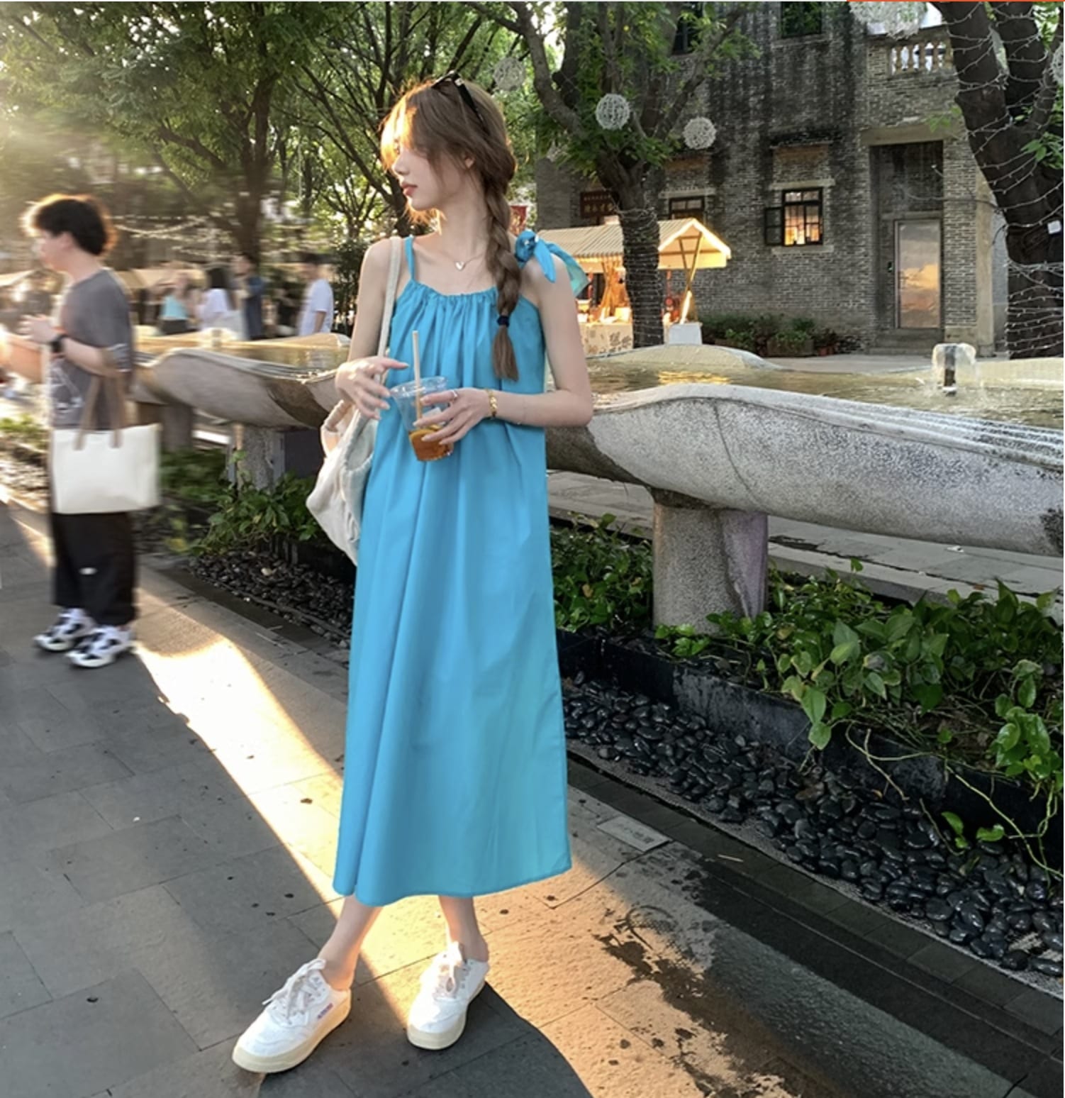 個性的 夏服 レディース ワンピース ワンピドレス フレアワンピース キャミワンピ ロジスワンピ ロング アンクル 袖なし ノースリーブ スクエアネック フレア セミフレア Aライン リボン