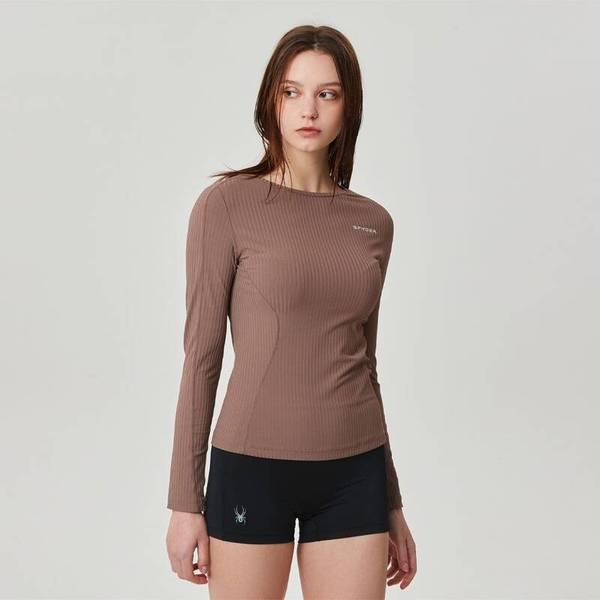 女性トレーニングリブ長袖Tシャツ SPJPCNRL252WBRW 709887